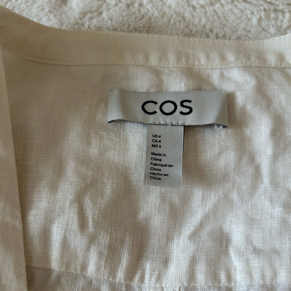 COS White Button-Up Linen Midi Dress - Picture 2 of 3